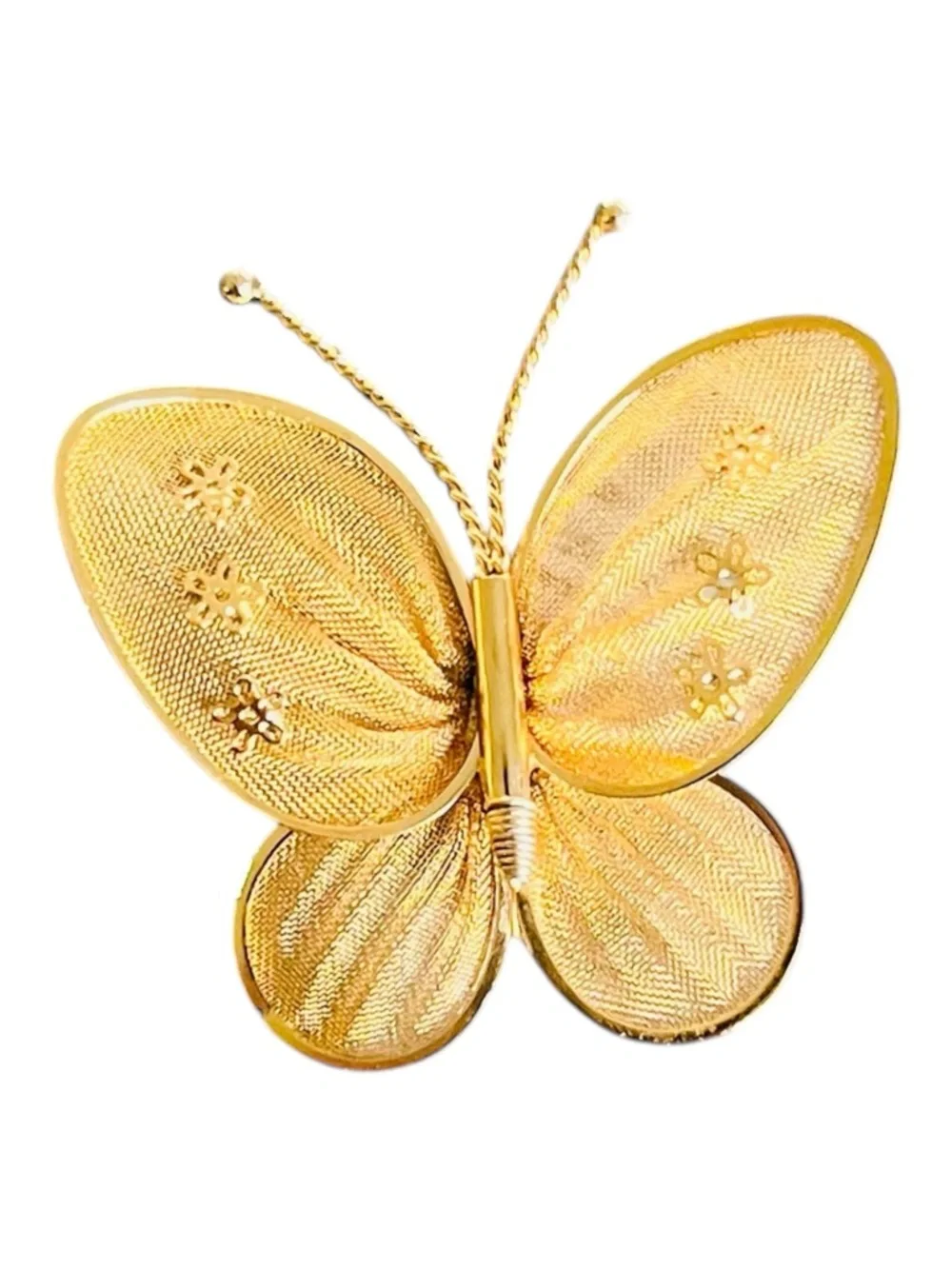 Vintage Criterion Butterfly Brooch – Gold Tone Mesh